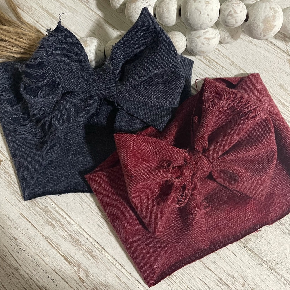 Distressed headwrap bows